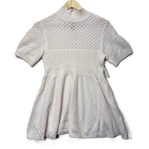 Anthropologie Wool Cashmere Sweater Top Short Sleeve Mock Neck Textured Knit